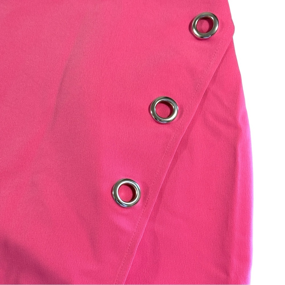 H:ours PENELOPE HOT PINK MINI SKIRT ENVELOPE SLIT SKIRT - Picture 3 of 10